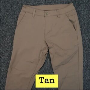 2 pants (tan and dark taupe)